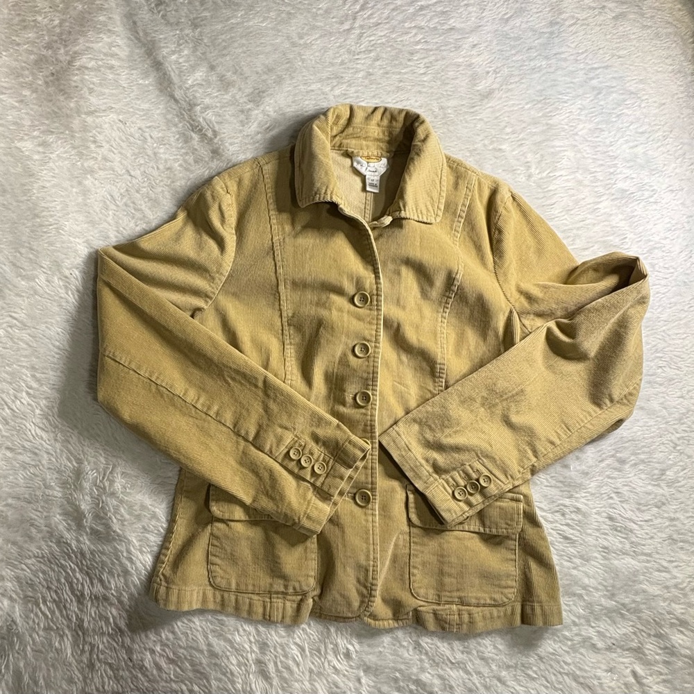 TALBOTS Khaki Button Down
Corduroy Pocket Blazer Size 12 preppy minimalist